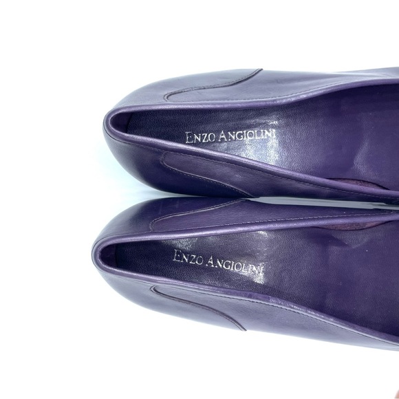 Enzo Angiolini Purple Leather Square Tow, Cushioned Sole Loafers Size 9.5 - Picture 12 of 17